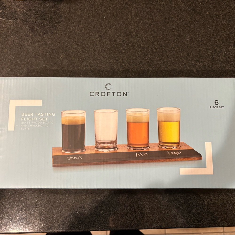 Crofton Beer Tasting Flight Set with Wooden Board